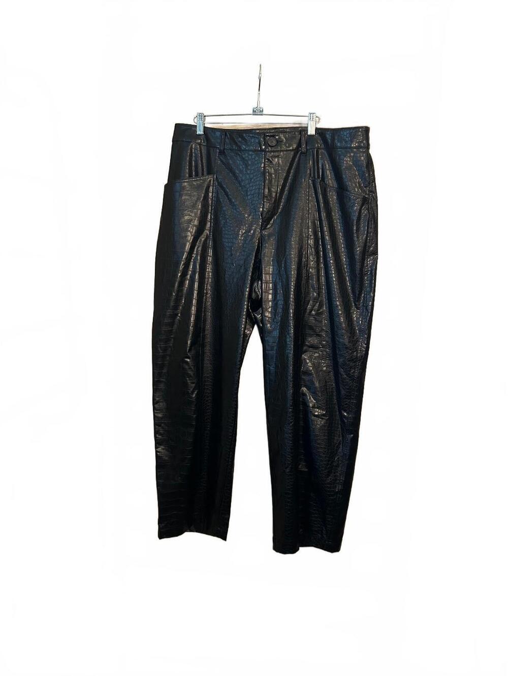 A New Day black croc-texture faux leather pants